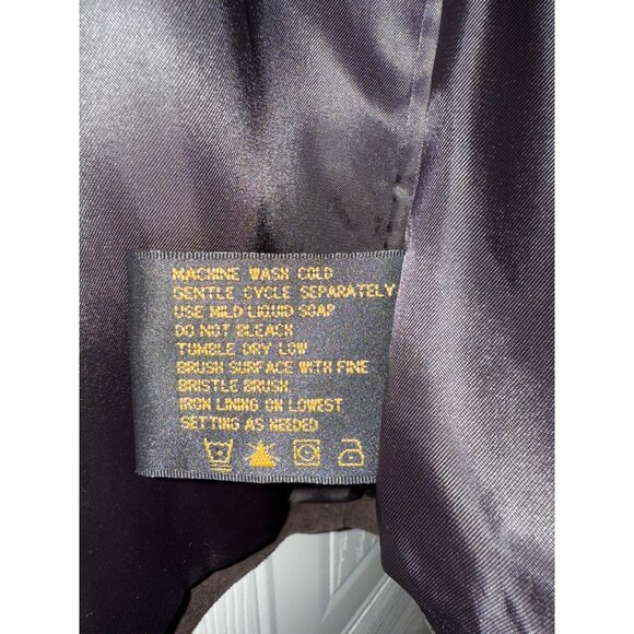 Fabio Vintage 90's Brown Suede Leather Full Zip Jacket With Ribbed Sleeves Sz L - Picture 12 of 14